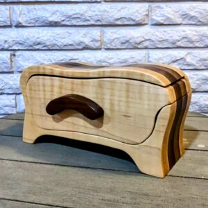 Curly Maple & Walnut Bandsaw Box with Single Drawer