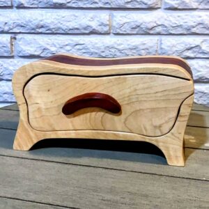 Curly Maple & Padauk Bandsaw Box with Single Drawer
